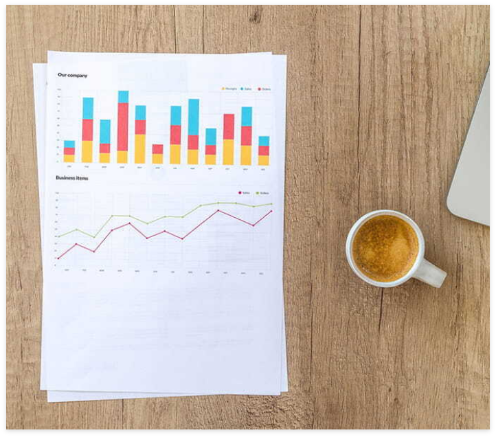 Kaffeetasse und Statistiken